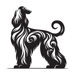 Simplistic Afghan Hound silhouette for versatile design - Afghan Hound illustration - minimal Afghan Hound vector - dog silhouette
