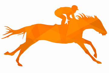 isolated illustration of horse derby, colored triangles drawing , white background