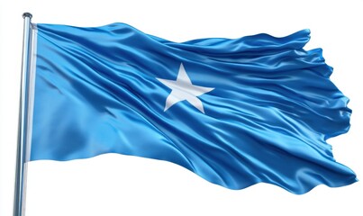 Somali flag waving, white background, national symbol, patriotic image, website use