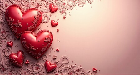 Valentine's Day and wedding poster,card,banner design, Elegant Intertwined Hearts Lace Pattern for valentine with copy space