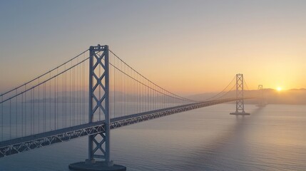 Obraz premium Suspension Bridge Sunset View In Japan