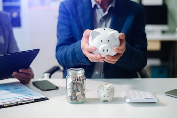 Save smart! Explore financial planning with coins, piggy banks, and digital tools. Perfect for savings, banking, and business