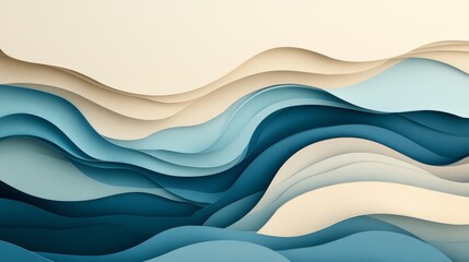 Abstract Layered Waves With Soft Colors