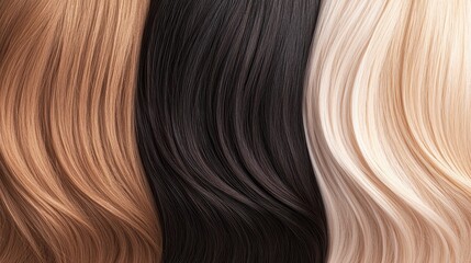 Fototapeta premium Transformation of Damaged Frizzy Hair Strands into Silky Smooth Texture in Various Shades
