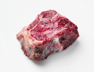 Obraz premium Frozen Beef Steak: A Close-Up View of Red Meat Texture, Ideal for Grilling or Pan-Searing, Delicious and Nutritious, Cooked Perfectly