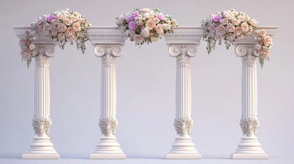 Elegant Floral Arrangement on Classic White Pillars Display