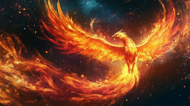 Fiery Phoenix Soaring Through Space