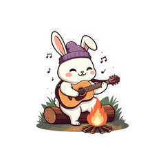 Cute Rabbit Cartoon Vector Icon Illustration. Animal Nature Icon Concept Isolated Flat happy illustration