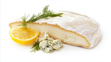 Brie cheese isolated on white background