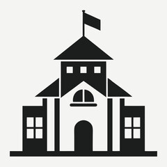 School building minimalist icon black silhouette Vector Illustration