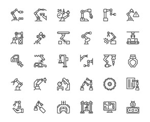 Vector simple artificial intelligence futuristic industry robot aim, engineering automated data machine learning concept, 48x48 pixel perfect, editable stroke for website, media, ux, ui, design