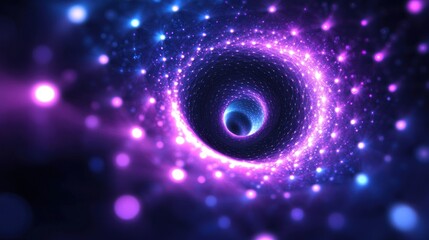 Abstract cosmic portal with sparkling lights and swirling energy fields