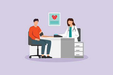 Hospital activity concept. Colored flat vector illustration isolated.