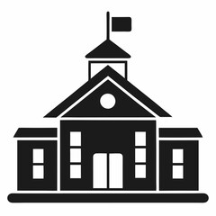School building minimalist icon black silhouette Vector Illustration