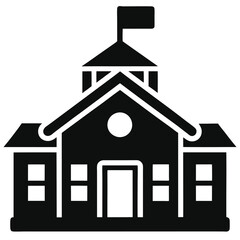 School building minimalist icon black silhouette Vector Illustration