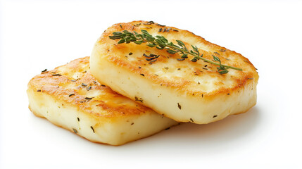 Halloumi cheese isolated on white background