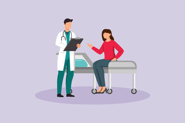 Hospital activity concept. Colored flat vector illustration isolated.