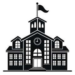 School building minimalist icon black silhouette Vector Illustration