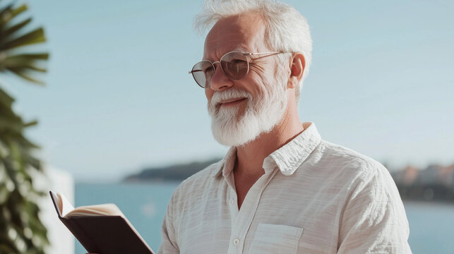 Retiree Exploring the World with Passport and Financial Notebook