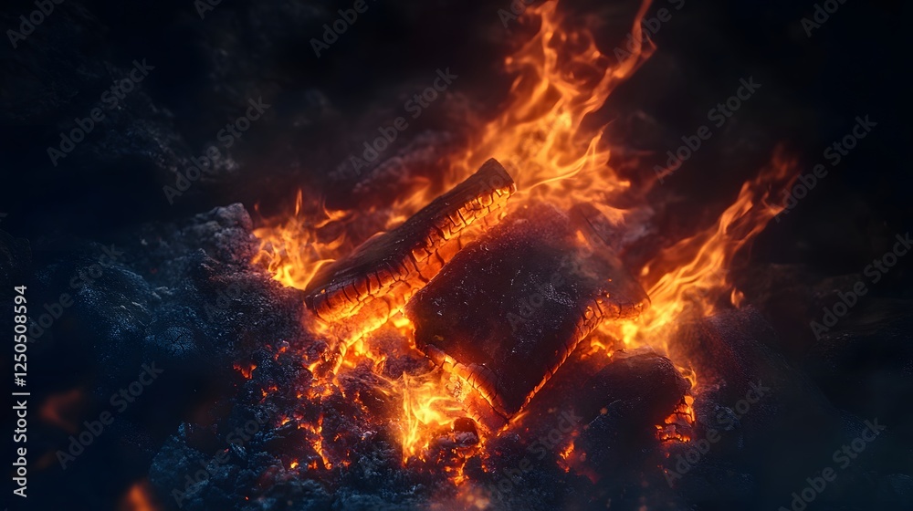 Poster A powerful and terrifying inferno rages consuming structures in a dramatic display of fiery destruction and apocalyptic chaos  Flames and smoke billow engulfing the scene in a scorching