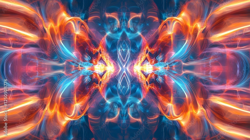 Poster blazing cosmic inferno fiery fractal galaxy eruption digital art explosion with intense vibrant colo