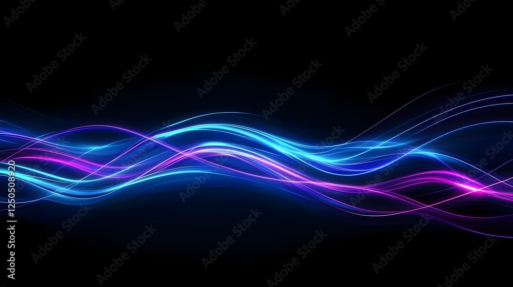 Fototapete Captivating abstract image showcasing a dynamic display of colorful luminous waves and lines in fluid pulsating motion  The vibrant neon like electric glow creates a mesmerizing