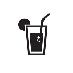Obraz premium Cocktail icon with glass straw and lime slice on top for mixed drinks