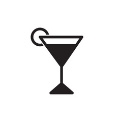 Margarita icon with V-shaped glass and lime slice for classic cocktail drinks