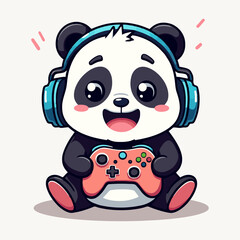 Obraz premium panda with a video game