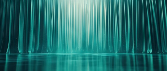 Teal Stage Curtain Background with Shimmering Effect and Galaxy Inspiration for Creative Projects