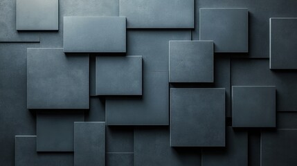 Dark gray 3D square tiles wall background, modern architecture design