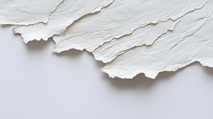 White handmade paper with coarse texture and irregular edges for an organic appearance.