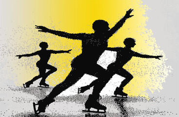 Synchronized skating silhouette illustration
