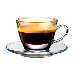 Glass Espresso Cup with Saucer  Modern Clear Design for Hot Coffee & Espresso  Transparent PNG, black, breakfast, healthy, herbal, food, green, nobody, object, closeup, water, teacup, brown