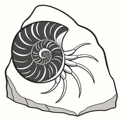 Obraz premium fossilized ammonite resting