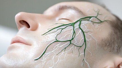 Naklejka premium Lymphatic system, Image of the lymphatic system in high fidelity, showcasing intricate details and chaos, ideal for medical and educational use.