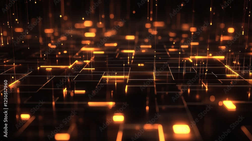 Poster abstract technology background with glowing lines and data points