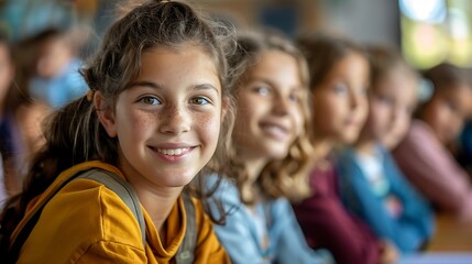 Obraz premium View of young students attending school