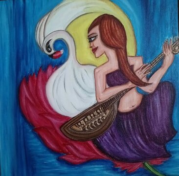 Maa Saraswati Abstract Painting
