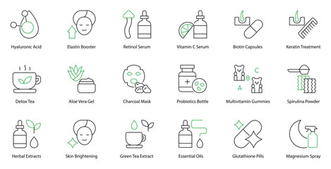 Fototapeta premium Essential Skincare and Wellness: Vitamins, Serums, and Natural Remedies for a Healthy Lifestyle