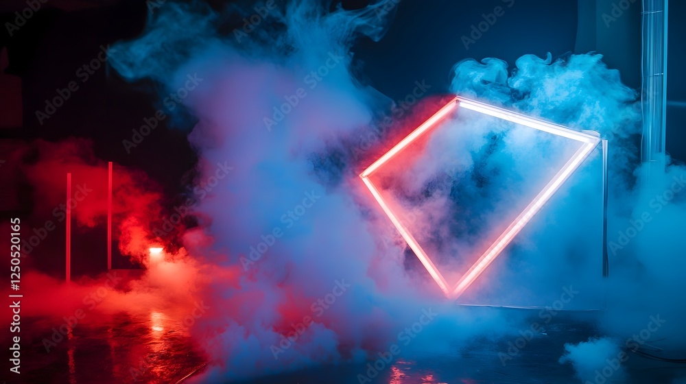 Poster glowing neon lights vibrant colors and mystical smoky atmosphere create an abstract futuristic and d