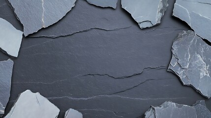 A Stunning Close Up of Dark Slate Stone with Unique Textures and Shapes