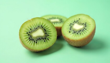 Fototapeta premium Juicy Kiwi Slices: A Fresh and Vibrant Still Life
