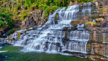 Pongour Waterfall near Dalat city, Vietnam in a summer day © huythoai