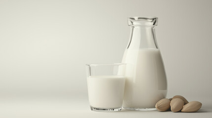 Almond milk  on white background