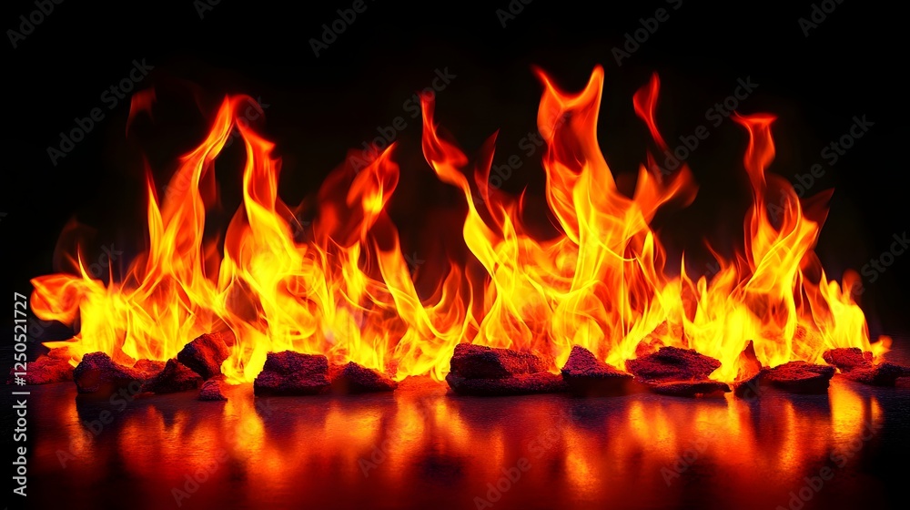 Poster intense flames of a raging inferno burning with fiery power and dramatic energy creating a powerful 