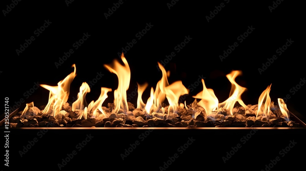Poster intense flickering flames burning bright and hot in a fiery furnace creating a mesmerizing display o