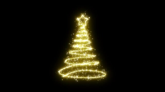 christmas tree neon light with particle gold spiral shape