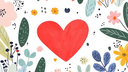 A Beautiful Heart Surrounded by Colorful Flowers