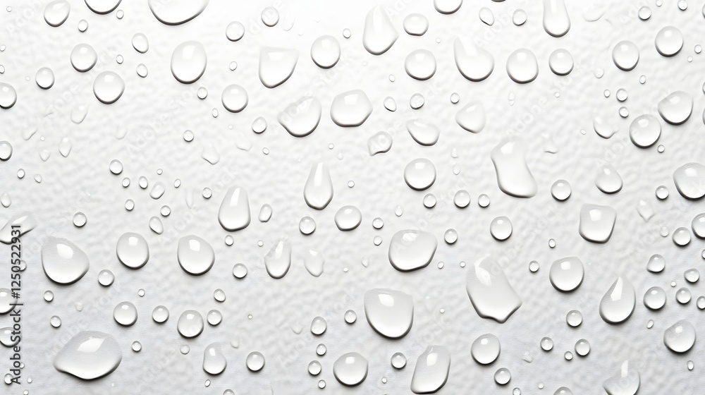 Aufkleber isolated transparent water droplets floating and suspended against a clean minimalist white backgrou